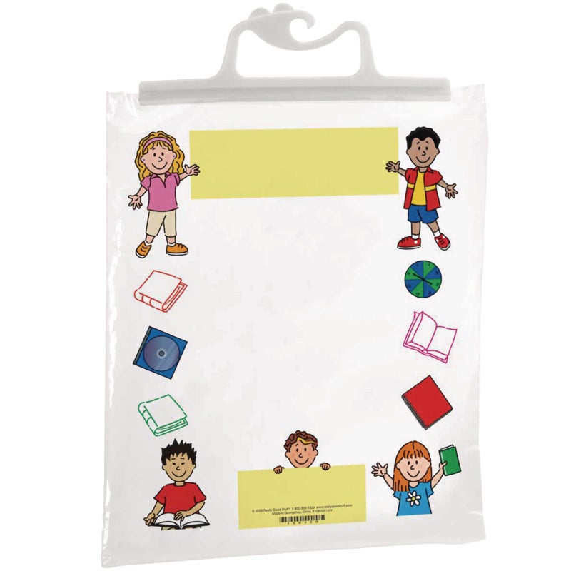 Really Good Stuff Hang-Up Clear Plastic Bags - 11" x 13 3/4" - Set of 12 - Store Supplies, Books, Activities -Sturdy Snap Shut Hanging Take Home Totes- Preschool and Elementary Classroom Must Haves - Image 1